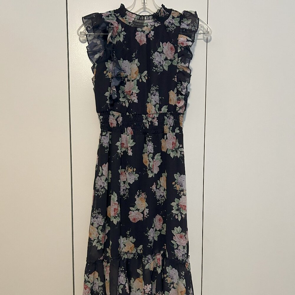 Ava & Yelly Kids' Floral Print Sleeveless Chiffon Maxi Dress